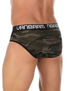 Мужские брифы из хлопка и эластана хаки цвета Van Baam RT50749